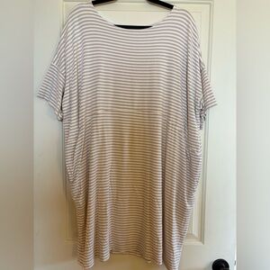 Jackson Rowe Striped Tunic Top in Taupe and White